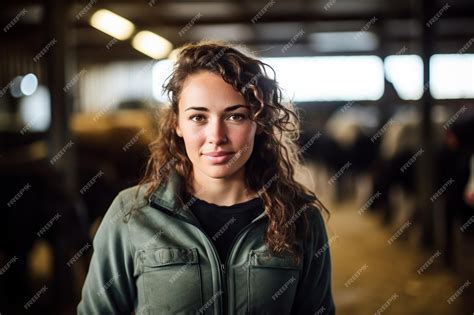 Premium AI Image | Portrait of a smiling young female farmer standing ...