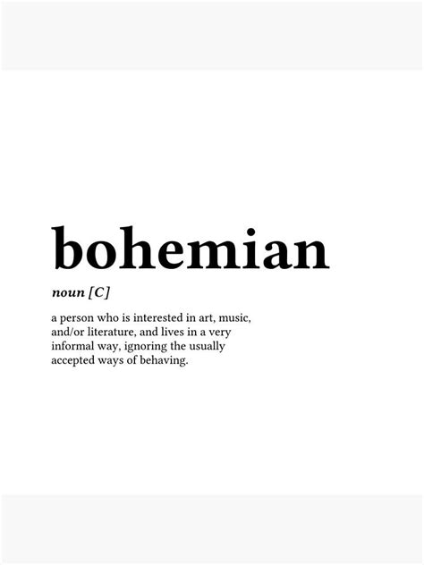 "Bohemian Word Definition - Left Black Text" Art Print by worddefinitions | Redbubble Fancy ...