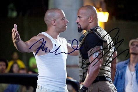 Vin Diesel Dwayne Johnson Signed Photo 8x10 Rp Autographed The Rock