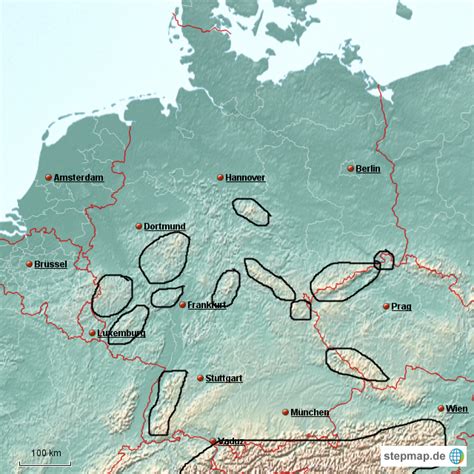 StepMap Gebirge Deutschlands D4b Landkarte für Deutschland