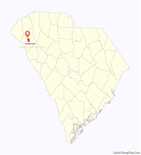 Map of Anderson city, South Carolina - Thong Thai Real