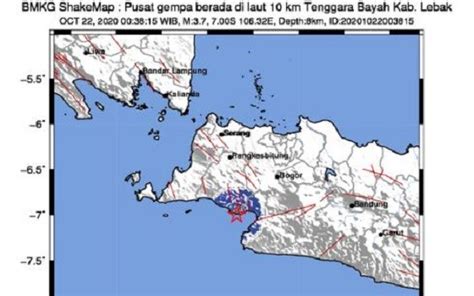 Gempa Terkini Magnitudo 3 7 Guncang Lebak Tak Berpotensi Tsunami