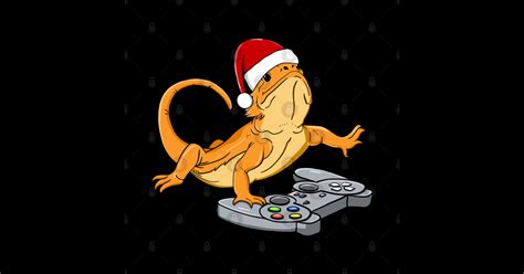 Cute Bearded Dragon Christmas Hat Video Game - Dragon - Magnet | TeePublic