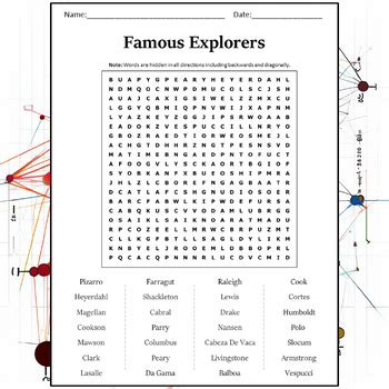 Famous Explorers Word Search Puzzle Worksheet Activity By Word Search