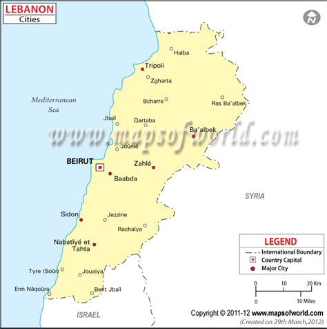 Cities in Lebanon, Lebanon Cities Map