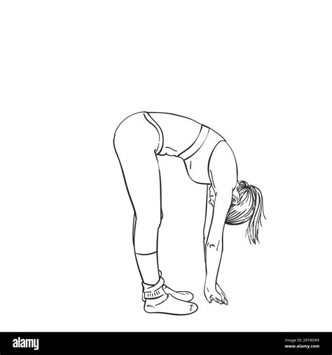 Sketch Of Woman Doing Yoga Standing In Half Forward Bend Pose Hand