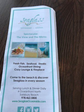 Seaglass Oceanfront Restaurant & Lounge, Salisbury - Menu, Prices ...