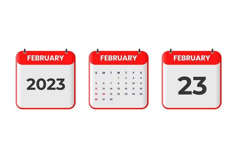 February 2023 calendar design. 23rd February 2023 calendar icon for schedule, appointment ...