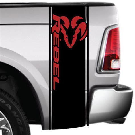 2 Color Dodge Ram Rebel Side Stripe Bed Logo Truck Vinyl Decal Graphic