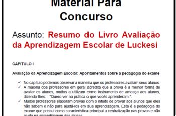 resumo luckesi Questões Concurso Pedagogia