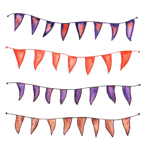 Premium Photo Holiday Garland With Flags Isolated Hand Drawn