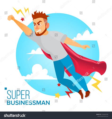 Super Businessman Character Vector Successful Superhero Stock Vector