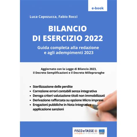 Bilancio Di Esercizio 2022 EBook 2023 FISCOeTASSE