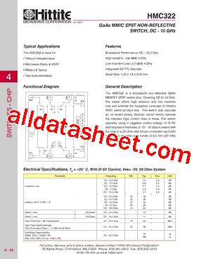 Hmc Datasheet Pdf Hittite Microwave Corporation