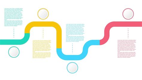 Plantilla de línea de tiempo infográfica con cuatro pasos para la