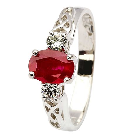 K Gold Ruby Diamond Trinity Knot Ring Claddaghrings