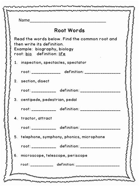 Greek And Latin Roots Worksheets Th Grade