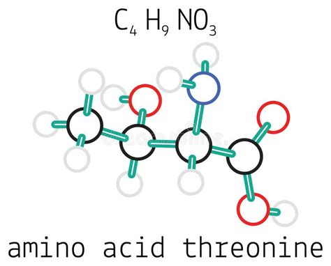 Threonine Thr C4H9NO3 Amino Acid Structural Chemical Formula And