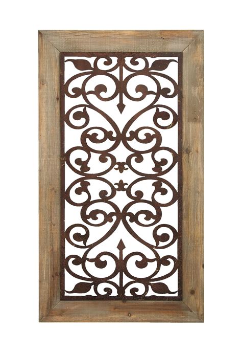 Decmode 26 X 46 Distressed Wood And Brown Metal Wall Art Panel W