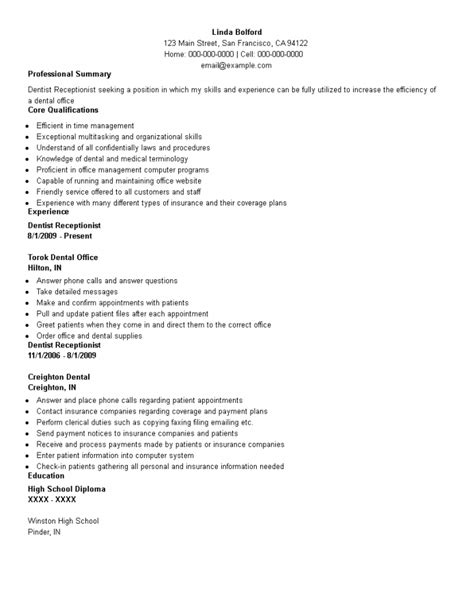 Dental Receptionist Resume Examples Free Letter Templates