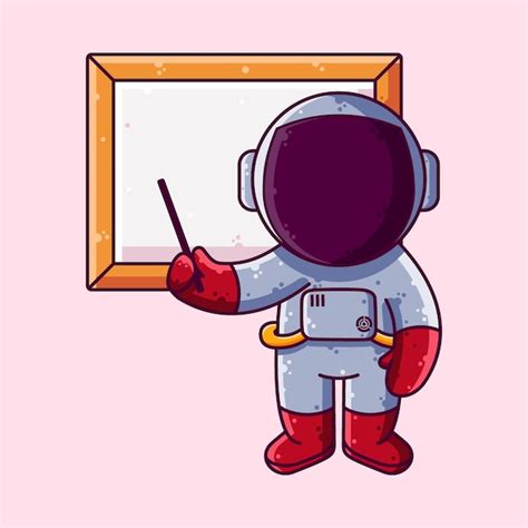 Bonito astronauta explicando ilustração vetorial de desenho de