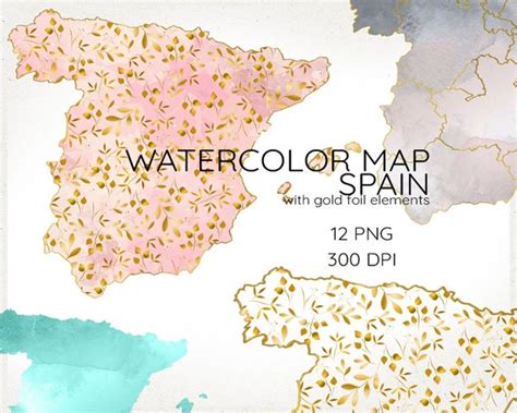 Spain Map Clipart Watercolor Spain Map of Spain Watercolor - Etsy UK