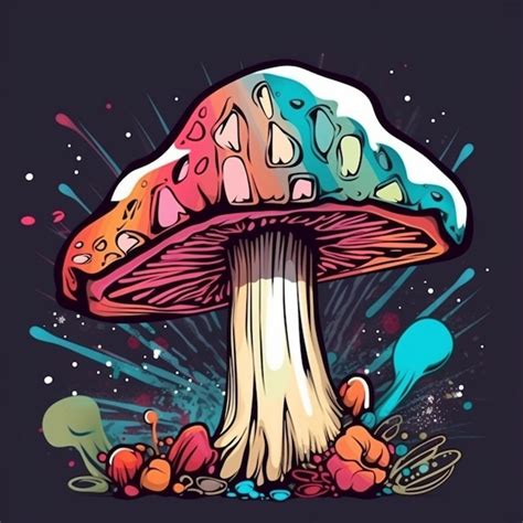 Premium AI Image | colorful vector mushroom graffiti style