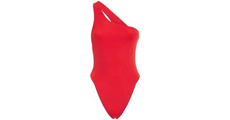 Louisa Ballou Plunge One Piece Swimsuit In Red Lyst