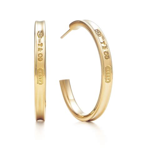 Tiffany 1837™ Narrow Hoop Earrings In 18k Gold Medium Tiffany And Co