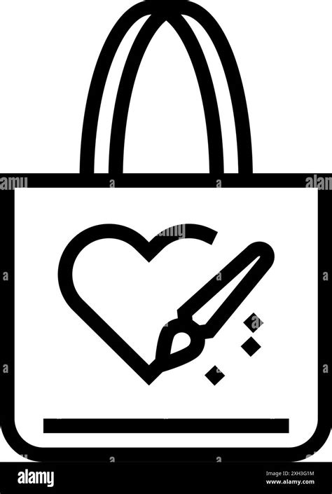 hand painted tote bag diy fashion handmade line icon vector ...