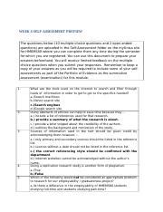 WEEK 04 RESOURCE 2 SELF ASSESSMENT PREVIEW 1 Rtf WEEK 4 SELF