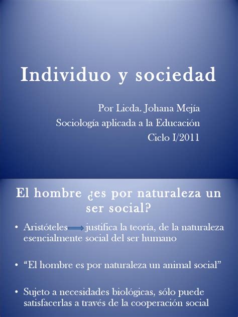 Individuo Y Sociedad Pdf Socialización Homo