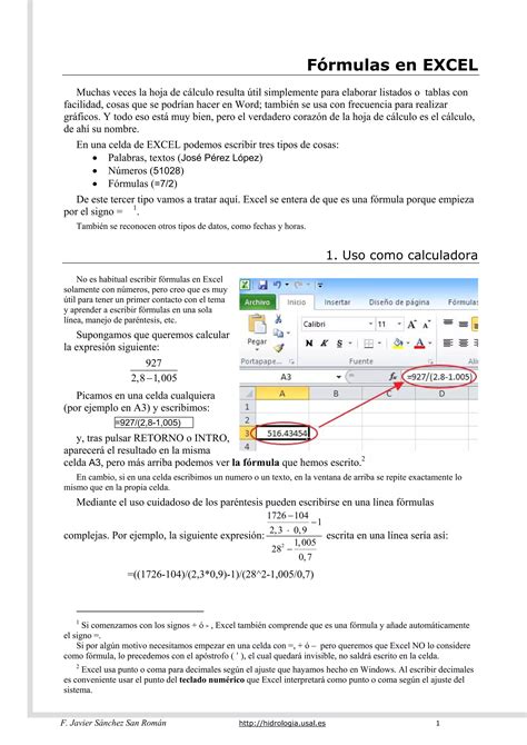 Formulas Excel Pdf