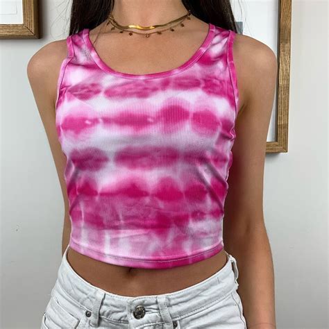 Pink Tie Dye Crop Cami Tank Top Etsy