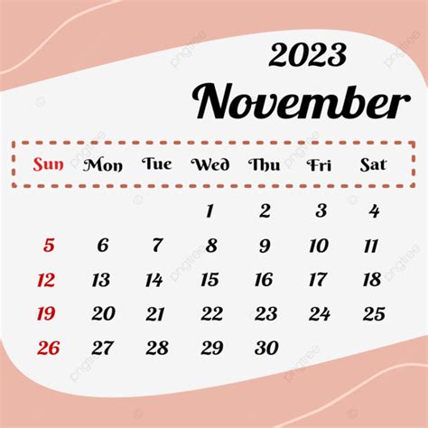 November 2023 Calendar, November 2023, Calendar, Design PNG and Vector ...