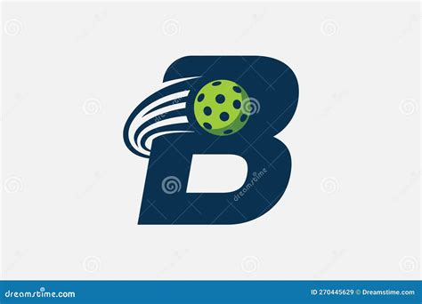 Pickleball Logo With A Combination Of Letter B And A Moving Ball Stock