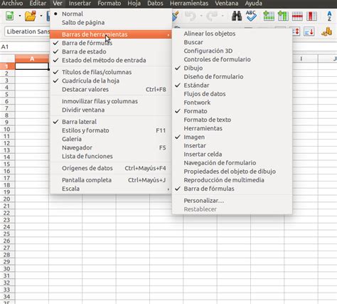 LibreOffice Calc Mostrar Barras De Herramientas Aplicaciones De