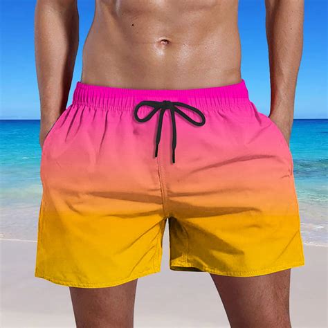 Shldybc Mens Swim Trunks Mens Gradient Swim Shorts Summer Quick Dry