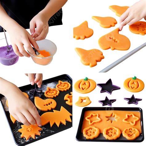 Step By Step Mother And Daughter Maaking Halloween Sugar Cookies