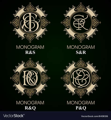 Vintage Monograms 4 Sets Series Royalty Free Vector Image