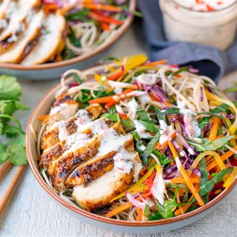 Chicken Noodle Rainbow Salad With Chilli Lime Dressing Nicky S