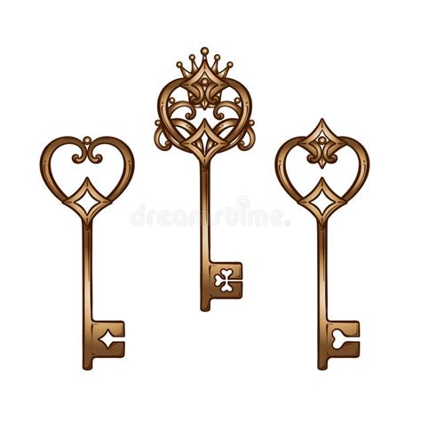 Antique Heart Key Drawing