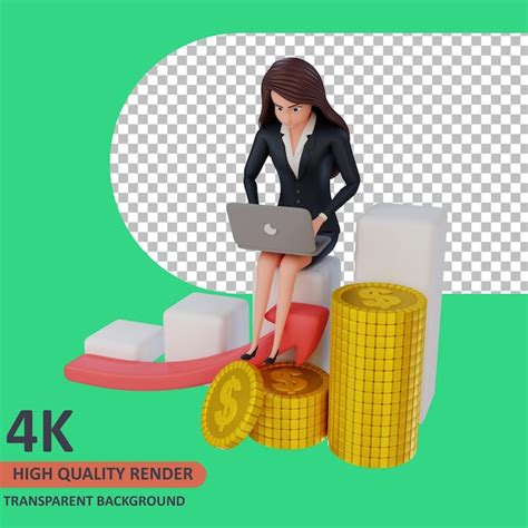 Premium Psd Businesswoman Sitting On Diagram 3d Rendering Of