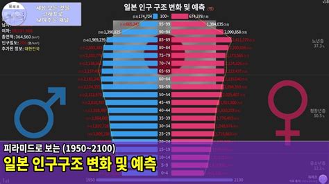 피라미드로 보는 일본 인구구조 변화 및 예측 19502100 Youtube