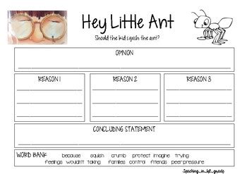 Hey Little Ant- Persuasive Writing by teaching in 1st grade | TpT