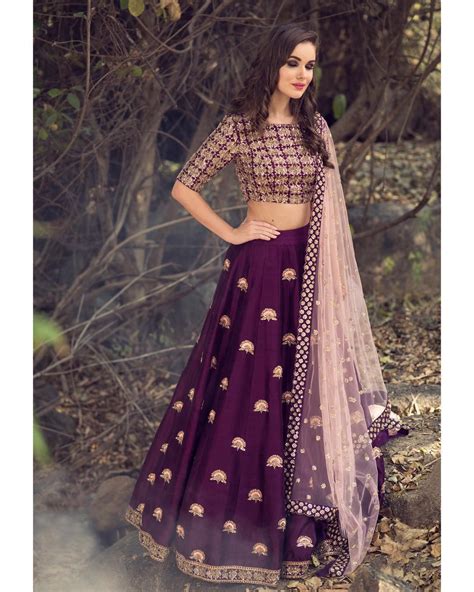 Stunning Wine Color Designer Lehenga And Blouse With Net Dupatta