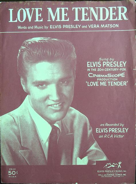 Love Me Tender Sheet Music 1956 Elivis Presley By Elvis Presley And