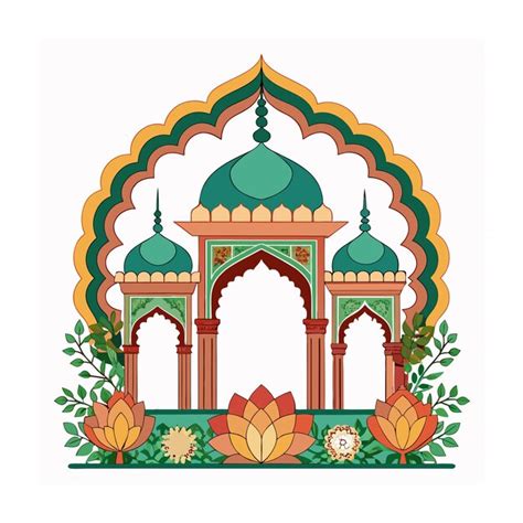 Mughal Garden Frame Vector Illustration Premium Ai Generated Vector