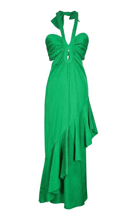 Buy Johanna Ortiz Balladist Satin Maxi Dress Us Green At Off