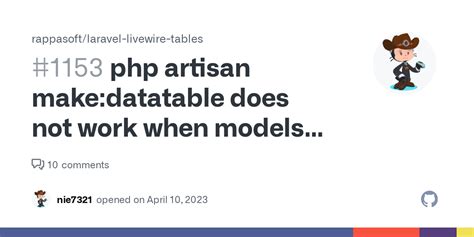 Php Artisan Make Datatable Does Not Work When Models Are In An Atypical